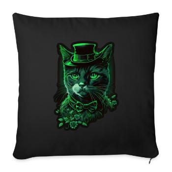 Katze Kätzchen St. Patricks Day Irland Irisch - Sofakissenbezug 45 x 45 cm - Schwarz - Vorne