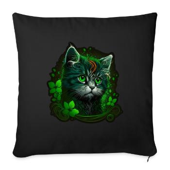 Cat Kitten St. Patrick's Day Ireland Irish - Sofa pillowcase 17,3'' x 17,3'' (45 x 45 cm) - black - Front