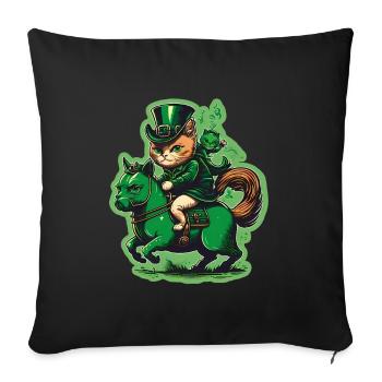 Katze Kätzchen Pony St. Patricks Day Irland Irisch - Sofakissenbezug 45 x 45 cm - Schwarz - Vorne