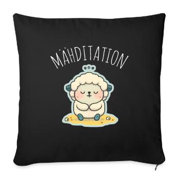 Schaf Lamm Schäfchen Yoga Meditation Entspannung - Sofakissenbezug 45 x 45 cm - Schwarz - Vorne