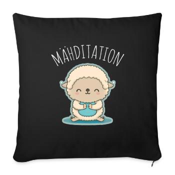 Schaf Lamm Schäfchen Yoga Meditation Entspannung - Sofakissenbezug 45 x 45 cm - Schwarz - Vorne
