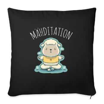 Schaf Lamm Schäfchen Yoga Meditation Entspannung - Sofakissenbezug 45 x 45 cm - Schwarz - Vorne