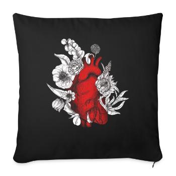 Anatomical Heart And Flowers - Sofa pillowcase 17,3'' x 17,3'' (45 x 45 cm) - black - Front