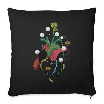 Anatomical Heart And Flowers - Sofa pillowcase 17,3'' x 17,3'' (45 x 45 cm) - black - Front