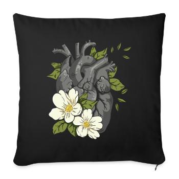 Anatomical Heart And Flowers - Sofa pillowcase 17,3'' x 17,3'' (45 x 45 cm) - black - Front
