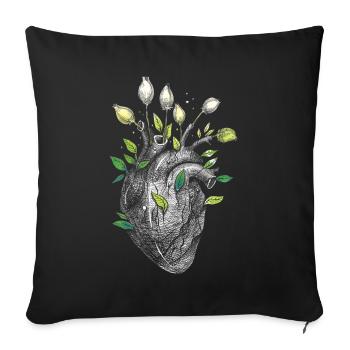Anatomical Heart And Flowers - Sofa pillowcase 17,3'' x 17,3'' (45 x 45 cm) - black - Front