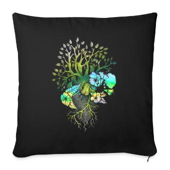 Anatomical Heart And Flowers - Sofa pillowcase 17,3'' x 17,3'' (45 x 45 cm) - black - Front
