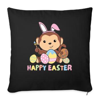 happy easter sweet monkey Easter with Easter eggs - Sofa pillowcase 17,3'' x 17,3'' (45 x 45 cm) - black - Front