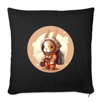 Cute bunny with balloons Easter space - Sofa pillowcase 17,3'' x 17,3'' (45 x 45 cm) - black - Front