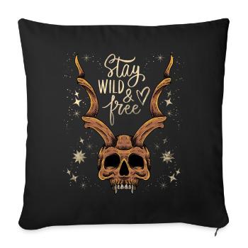Crâne cornu Baphomet Crâne vintage, disant - Housse de coussin décorative 45 x 45 cm - noir - Devant