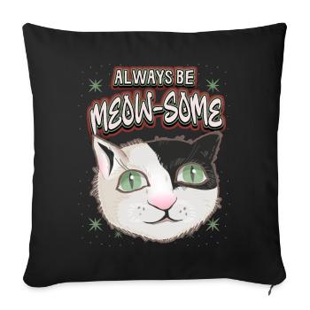 Cat with stars, funny saying, Pun pun - Sofa pillowcase 17,3'' x 17,3'' (45 x 45 cm) - black - Front
