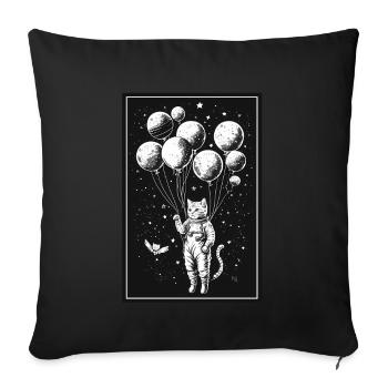 Chaton Astronaute de l’espace Planète Astronaute Astronaute - Housse de coussin décorative 45 x 45 cm - noir - Devant