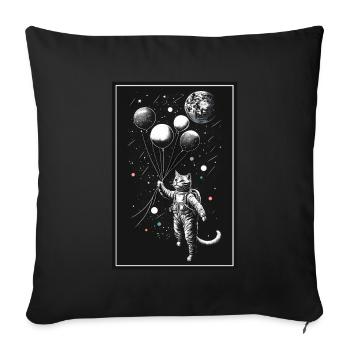 Chaton Astronaute de l’espace Planète Astronaute Astronaute - Housse de coussin décorative 45 x 45 cm - noir - Devant