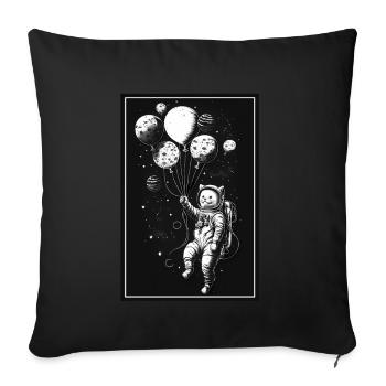 Chaton Astronaute de l’espace Planète Astronaute Astronaute - Housse de coussin décorative 45 x 45 cm - noir - Devant