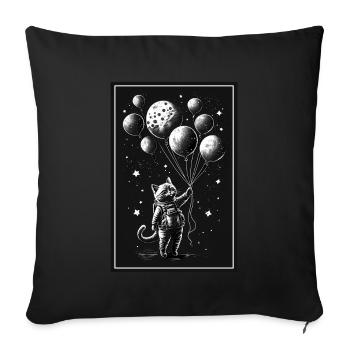 Chaton Astronaute de l’espace Planète Astronaute Astronaute - Housse de coussin décorative 45 x 45 cm - noir - Devant