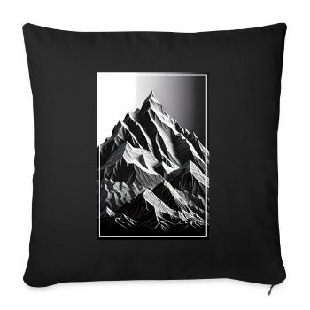 Randonnée Alpinisme Montagnes Géométrique Art au trait - Housse de coussin décorative 45 x 45 cm - noir - Devant