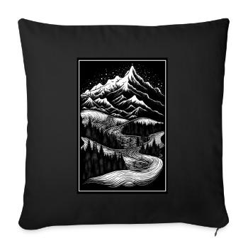 Hiking Mountaineering Mountains Outdoor Line Art - Sofa pillowcase 17,3'' x 17,3'' (45 x 45 cm) - black - Front