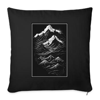Hiking Mountaineering Mountains Outdoor Line Art - Sofa pillowcase 17,3'' x 17,3'' (45 x 45 cm) - black - Front