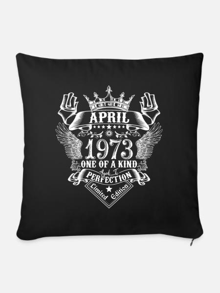 April 1973 Jahrestag April 1973 April - Sofakissenbezug 45 x 45 cm - Schwarz