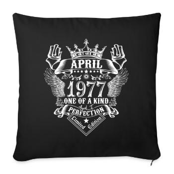 April 1977 anniversary April 1977 April - Sofa pillowcase 17,3'' x 17,3'' (45 x 45 cm) - black - Front