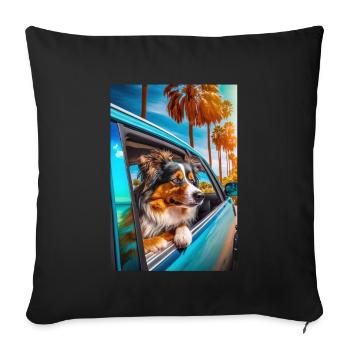 Australian Shepherd Sunglasses Beach Palm Trees - Sofa pillowcase 17,3'' x 17,3'' (45 x 45 cm) - black - Front