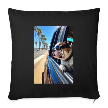English Bulldog Sunglasses Beach Palms - Sofa pillowcase 17,3'' x 17,3'' (45 x 45 cm) - black - Front