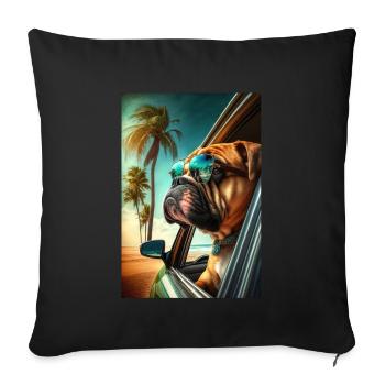 English Bulldog Sunglasses Beach Palm Trees - Sofa pillowcase 17,3'' x 17,3'' (45 x 45 cm) - black - Front