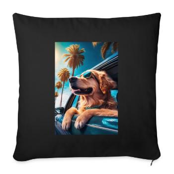 Golden Retriever Sunglasses Beach Palms - Sofa pillowcase 17,3'' x 17,3'' (45 x 45 cm) - black - Front