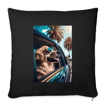 Golden Retriever Sunglasses Beach Palms - Sofa pillowcase 17,3'' x 17,3'' (45 x 45 cm) - black - Front