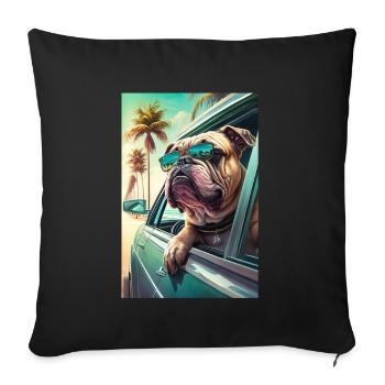 English Bulldog Sunglasses Beach Palms - Sofa pillowcase 17,3'' x 17,3'' (45 x 45 cm) - black - Front