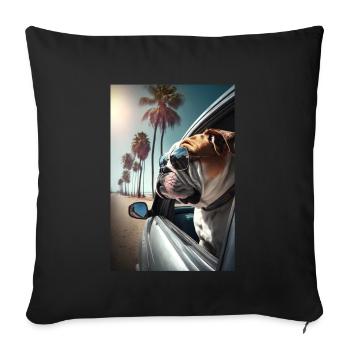 English Bulldog Sunglasses Beach Palms - Sofa pillowcase 17,3'' x 17,3'' (45 x 45 cm) - black - Front
