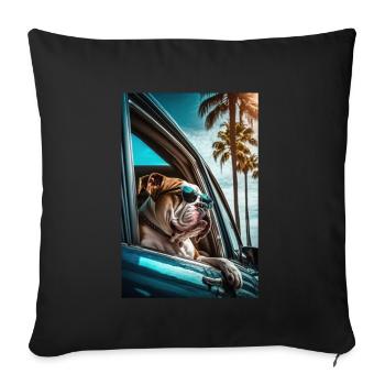 English Bulldog Sunglasses Beach Palm Trees - Sofa pillowcase 17,3'' x 17,3'' (45 x 45 cm) - black - Front