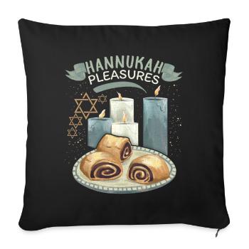 Hanukkah Festival of Lights with Candles and Rugelach - Sofa pillowcase 17,3'' x 17,3'' (45 x 45 cm) - black - Front