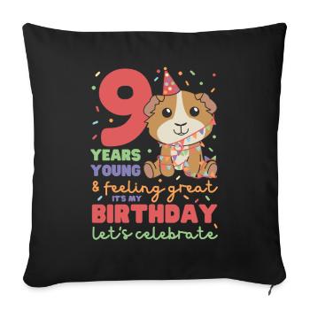 Cochon d’Inde pour le 9ème anniversaire Enfants neuf - Housse de coussin décorative 45 x 45 cm - noir - Devant