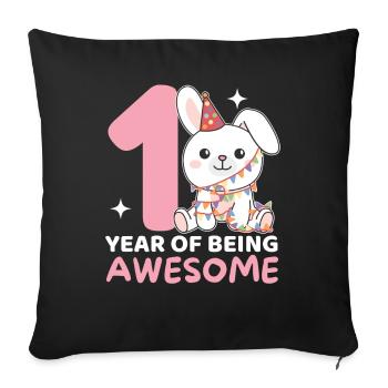 Rabbit for the 1st birthday for children one year old - Sofa pillowcase 17,3'' x 17,3'' (45 x 45 cm) - black - Front
