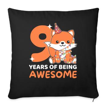 Fox pour ses 9 ans Enfants de neuf ans - Housse de coussin décorative 45 x 45 cm - noir - Devant