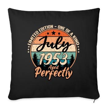 Juillet 1953 anniversaire 1953 légendes Juillet - Housse de coussin décorative 45 x 45 cm - noir - Devant