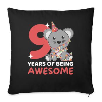 Souris pour les enfants de 9 ans de neuf ans - Housse de coussin décorative 45 x 45 cm - noir - Devant