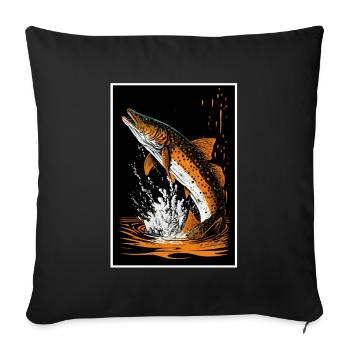 Angeln Hecht Raubfisch Fischen Anglerin Angler - Sofakissenbezug 45 x 45 cm - Schwarz - Vorne