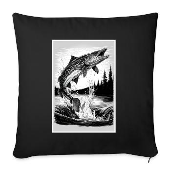 Angeln Hecht Raubfisch Fischen Anglerin Angler - Sofakissenbezug 45 x 45 cm - Schwarz - Vorne