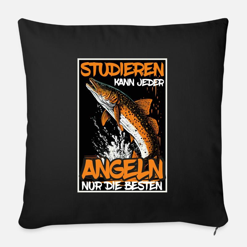 Angeln Hecht Raubfisch Fischen Anglerin Studium - Sofakissenbezug 45 x 45 cm - Schwarz