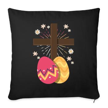 Christentum Kreuz Jesus Christus Blume Ostereier - Sofakissenbezug 45 x 45 cm - Schwarz - Vorne