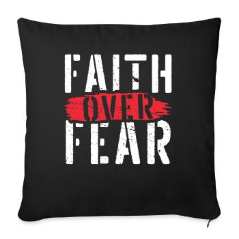 La foi au-dessus de la peur La foi religieuse chrétienne - Housse de coussin décorative 45 x 45 cm - noir - Devant