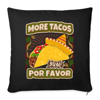 Tacos Sombrero Hat drôle de dicton dans le style vintage - Housse de coussin décorative 45 x 45 cm - noir - Devant
