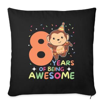 Monkey for 8th birthday children eight years old - Sofa pillowcase 17,3'' x 17,3'' (45 x 45 cm) - black - Front