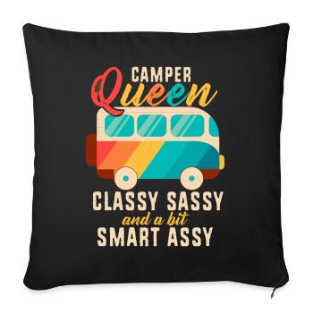 Camper Queen Classy Sassy And A Bit Smart Assy - Sofa pillowcase 17,3'' x 17,3'' (45 x 45 cm) - black - Front