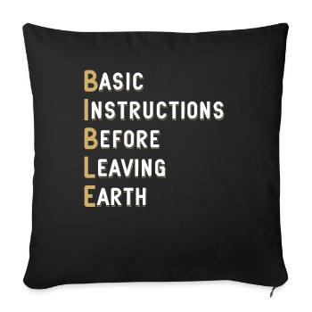 Instructions de base de la leçon biblique avant - Housse de coussin décorative 45 x 45 cm - noir - Devant