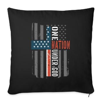 Une nation sous le drapeau américain - Housse de coussin décorative 45 x 45 cm - noir - Devant