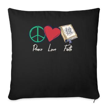 Paix Amour Foi Foi religieuse chrétienne - Housse de coussin décorative 45 x 45 cm - noir - Devant