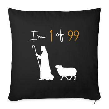 Jésus disciple Parabole de la brebis perdue - Housse de coussin décorative 45 x 45 cm - noir - Devant
